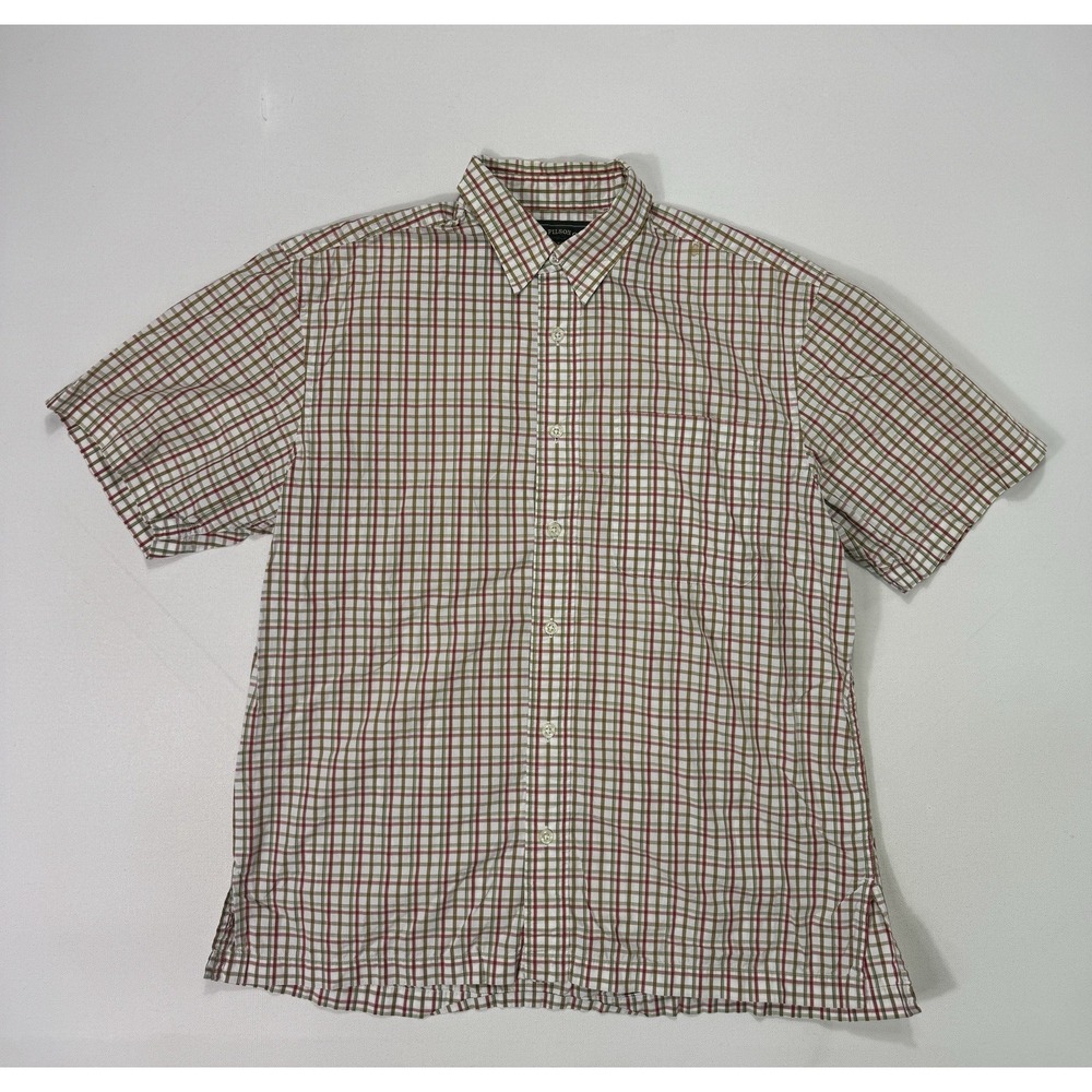 C.C. Filson Camp Shirt Men's Medium Button Up Hiking Outdoor Green Red Plaid